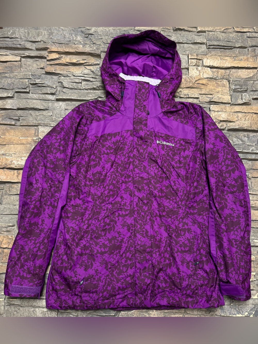 Columbia Interchange Jacket Womens Small Purple Hooded Full Zip Removable Fleece
